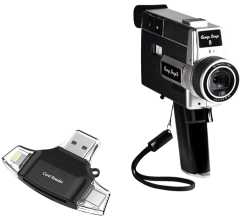 BoxWave Smart Gadget Compatible avec l'enregistreur vidéo numérique Camp Snap CS-8 - Lecteur de carte SD AllReader, lecteur de carte microSD SD Compact USB - Noir de jais