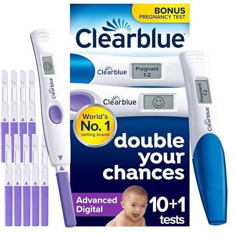 Clearblue 10 Advanced Digital Ovulation Tests and 1 Pregnancy Test Kit – Typically IDENTIFIES at Least 2X More Fertile Days vs LH only Ovulation Test Strips, Double Your Chances of Getting Pregnant