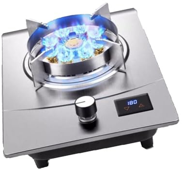THEGA Cucina A Gas da 7,0 KW, Fornello in Acciaio Inossidabile, Cucine A Gas da Tavolo E A Filo, Dimensioni della Fiamma Regolabili, Temporizzazione(LPG)