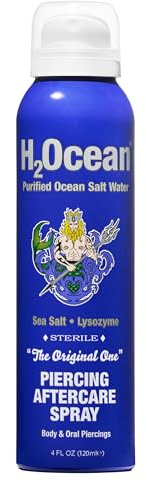 H2Ocean Piercing Aftercare Spray and Keloid Bump Removal– Sea Salt Spray for Body and Facial Piercings – Ear, Nose, Navel, Oral & Body Piercing Cleaner, Aftercare Solution for New Piercings– 4oz