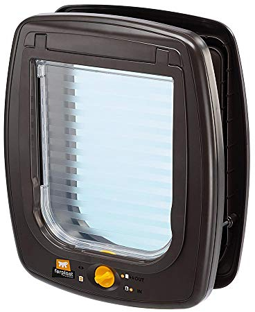 Ferplast Katzenklappe, Hundeklappe, katzenklappe große katzen, Kleine Hundetür, 4-wege steuerbarer Ein- und Ausgang, Pendeltür mit Schutz vor Zugluft, SWING 9 Haustierklappe, Braun