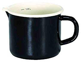 Krüger Emaille Milchtopf Triest Ø 12 cm (1,0 L) | Induktion | Mit Ausguss | PFAS-frei | Vollkontaktboden | Spülmaschinengeeignet | Schnitt- & kratzfeste Emaille