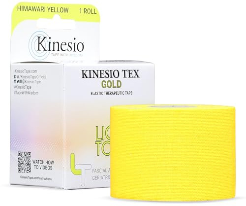 Kinesio - Cinta táctil para piel sensible (5 m x 5 cm, 6 colores), color amarillo