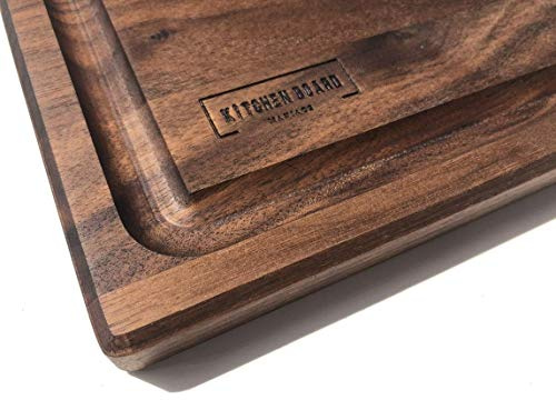 Kitchen Board Maniacs Großes Schneidebrett aus Walnussholz, 40,6 x 26,7 cm, Hartholz-Schneidebrett und Schnitz-Arbeitsplattenblock mit Saftrille