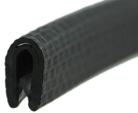 SMI-Kantenschutzprofil KS1-2S-M für 1-2mm PVC mit Stahleinlage Schwarz selbstklemmend ohne Kleber - Kantenschutz, Kederprofil, Kantenprofil, Kantenschutzleiste für Autotüren, Bleche (75 m, Schwarz)