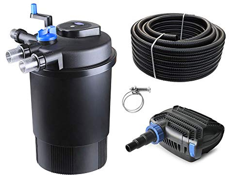 AquaOne Teichfilter Set mit Teichpumpe I Filteranlage CPF-30000 für einen Teich bis 60.000 Liter I Komplettset mit UV Lampe Eco Pumpe 70 Watt Teichschlauch Nr. 45