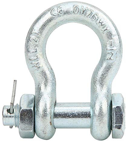 Manille d'Ancrage G2130 2T 3.25T 4.75T 6.5T Manille d'Ancrage en Acier Allié Résistant Type d'Arc en Acier avec Pièces De Machine De Levage De Navire à Écrou(2T（2pcs）)