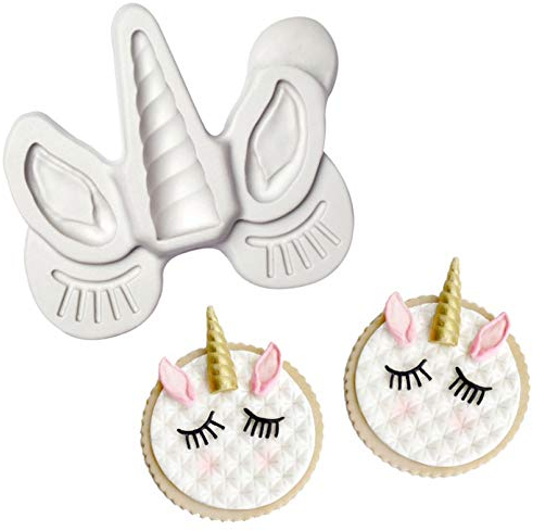 JLZK 3D Unicorn Ear Eye Horn Silicone Cake Moldbirthday Cake Decorating Tools Cupcake Topper Fondant Chocolate Candy Mould