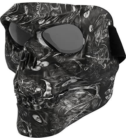 Flantor Spooky Skull Face Mask for Airsoft Paintball Motor Racing Polarized Lens (Skull Black)