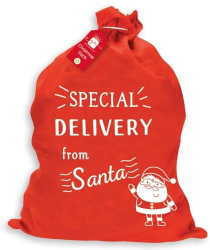 Giftmaker Collection Large Christmas Santa Sack Gift Stocking For Xmas Presents Special Delivery Bag