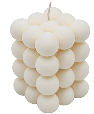 Ordinate Bubble Candle | handmade aesthetic Kerzen | Wohnzimmerdeko | bubblekerzen in Cube Modern | Parfümfrei | Vegan kugeln würfel candles | 6.5x6.5x9cm (Weiß)