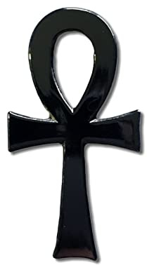 GBJUK Anstecknadel, ägyptische Ankh-Kreuz, Anstecker Pin, Emaille, mit Schmetterlingsverschluss, Schwarz, Metall
