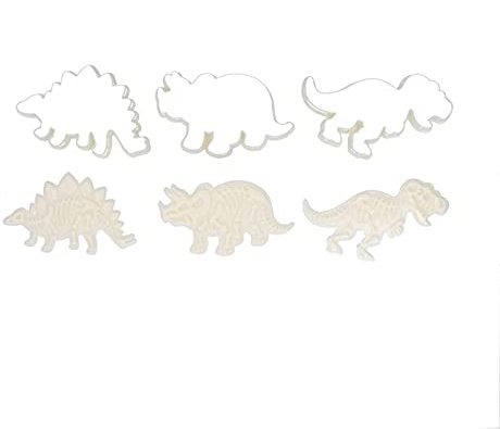 Ensemble d'emporte-pièces dinosaures pour enfants Fournitures de fête d'anniversaire sur le thème des dinosaures - Coupe-sandwich 6 pièces avec squelette T-Rex Stegosaurus Triceratops emporte-pièces