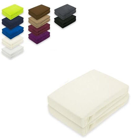 EXKLUSIV HEIMTEXTIL Frottee Spannbettlaken Premium Doppelpack 80% Baumwolle, 20% Polyester Öko - Tex Zertifiziert, Markenqualität, Matratzenhöhe bis 25 cm, Naturweiß 90-100 x 200 cm