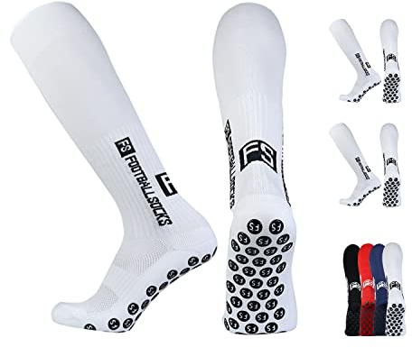 Fußballsocken Herren Stutzen 2 Paar - Fußballstutzen Stutzenstrumpf EU 39-46 – Anti-Rutsch-Design Anti-Rutsch-Design Sportsocken Trainingssocke Sockenstutzen - für Fußball Laufen Training, Weiß