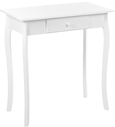 Beliani Tavolo consolle in stile francese con cassetto e gambe in legno Bianco