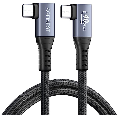 Kabel für Thunderbolt 4, Thunderbolt 4 Kabel 90 Grad ,Übertragungsrate 40Gbps/8K@60Hz Video/100W Ladung USB C auf C Video,Kompatibel mit Thunderbolt 3/USB4,MacBooks, eGUP (1M, Doppelt rechtwinklig)