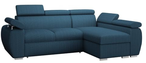 Mirjan24 Ecksofa Boston Mini Premium, Eckcouch mit Schlaffunktion und Bettkasten, Polsterecke mit Einstellbare Kopfstützen, L-Sofa, Couch, Wohnlandschaft, Stoff: Cord (Poso 05, Seite: Rechts, 2r+LC)