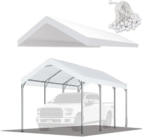 TGEHAP Copertura superiore di ricambio per tettoia per auto, garage, telone, tenda, riparo, tenda, 180 g, resistente (solo copertura superiore, telaio non incluso) (10 x 20, bianco)