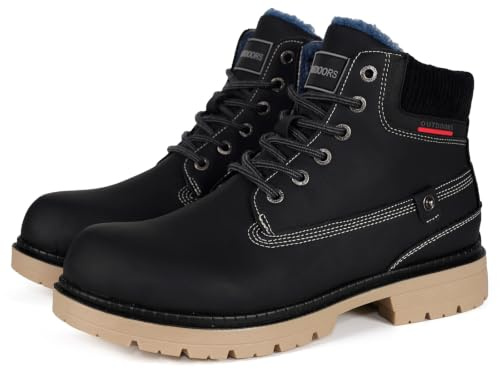 Gaatpot Botas de Nieve para Hombre y Mujer,Botines Calientes Trekking,Zapatos de Invierno Impermeables,Negro D,EU45