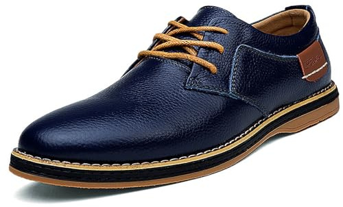 Meik Mangni Chaussure Oxford pour Hommes Décontractées Derbys Chaussures de Ville Chaussures à Lacets pour Costume Mariage Travail,Bleu,Taille:40 EU