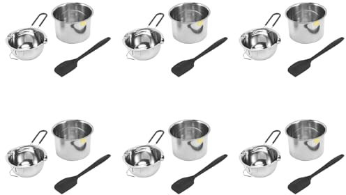 AutoSwan 6X Double Boiler Pot Set Stainless Steel Melting Pot with Silicone for Melting Chocolate,Soap,Wax,Candle Making