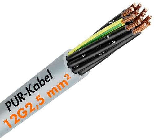10 Meter Lapp 1312412 Ölflex Classic 400 P Steuerleitung 12x2,5 mm² grau mit grün-gelbem Schutzleiter I PUR Kabel UV-beständig I ozon-, hydrolyse- und witterungsbeständig I Steuerkabel 12 adrig