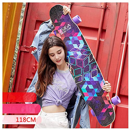 RajoNN 46,5 Longboard Skateboard Komplett 7 Schichten Ahornholz Double Kick Concave Deck Anfänger-Tanzbrett für Jungen Mädchen Erwachsene Professioneller Cruiser für Cruising Carving