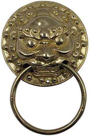 ZoRHac Vintage-Türklopfer, Türklopfer, Türklopfer im antiken Design, Löwenkopf-Türklopfer, klassische Vintage-Skulptur eines orientalischen Tiers, Torgriff/Zugring, golden(Golden)