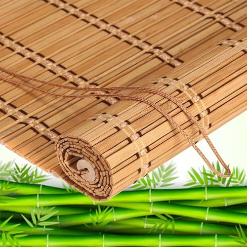Bamboo Blinds 50cm 60cm 70cm 80cm 90cm 100cm 120cm 140cm Wide,Bamboo Roller Shades for Windows,60% Light Filtering Curtains,Roman Blinds,Sunshade Roll Up Blinds,With Lifter,W×H-70×100cm(28*39in)