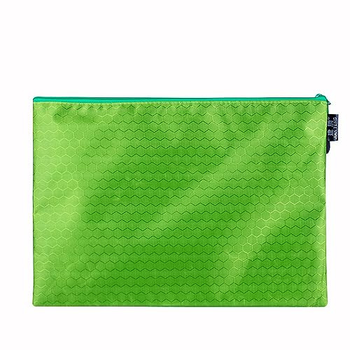 2 unidades de bolsillos para documentos, cremallera impermeable, bolsa de archivos, maletín de almacenamiento para documentos, recibos, papel, oficina, viajes escolares, cosméticos, color verde B4, 38