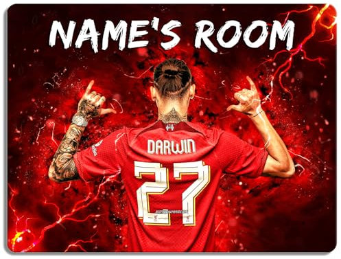 Personalised Nunez Bedroom Door Sign Football Legend Room Name Plaque Children's Boys Liverpool Football Player Kids Birthday Gift NLD32