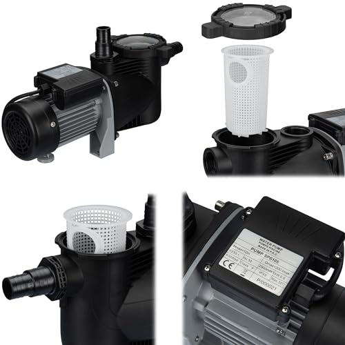 COIL Poolpumpe, Filterpumpe, Selbstansaugende, Umwälzpumpe, Förderhöhe max.8,5m, leiser Motor: von 65 dB, Isolationsklasse: IPX5, Eingangsspannung: 230V/50 Hz (Kapazität: 12000 l/h, Vorfilter: 600 W)