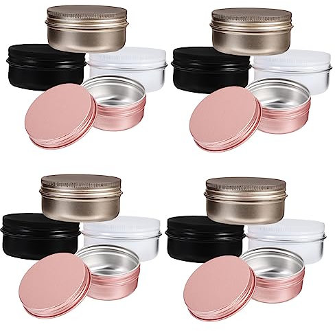 Cabilock 20piezas Tarros De Aluminio Redondos Con Tapa Para Crema Cosmética Velas Bálsamo Contenedores De Almacenaje Seguros y Duraderos