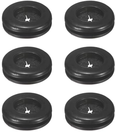 M METERXITY 6-Pack Rubber Grommets for Wiring 20mm Desk Grommet Double-Sided Flexible Cable Cord Grommet Desk Hole Cover for Cables/Wires Through Protection [Black, Petal-Shaped]