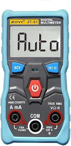 ZOYI ZT‑S1 Mini True‑RMS Digital Multimeter – Auto‑Ranging 4000‑Count, NCV Non‑Contact Voltage, AC/DC Voltage 10 A, Continuity, Resistance 40 MΩ, Backlight + Flashlight, Data Hold