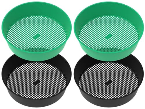 Jordfilter 4 st Jordsiktning Återanvändbar stensiktpanna Plast Garden Mesh Sil Rund Mesh Silpanna Bärbar trädgårdsjordsil trädgårdssil