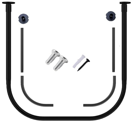 Duschvorhangstange U Form für Badewanne Ohne Bohren,Duschstange für Ecke Schwarz Verstellbar für Badewanne, Edelstahl Winkelduschstange Bohren Oder Ohne Bohren für Umkleidekabine(Size:70-95m x 70-95