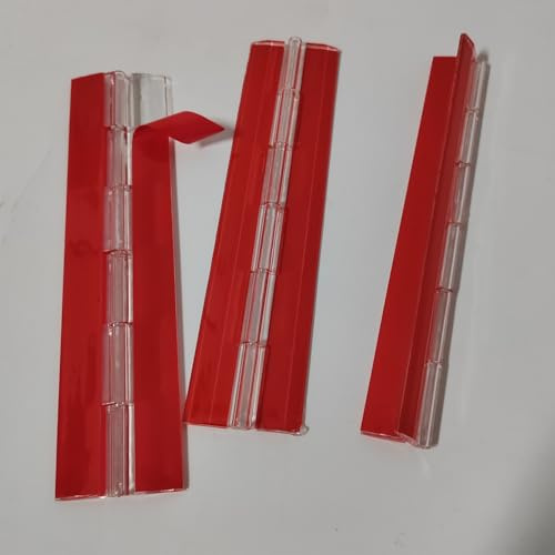 Lot de 3 charnières autocollantes en plastique transparent pour piano continu 200 mm pour boîte de bricolage, aquarium, chariot de golf, présentoir, etc. Charnières adhésives