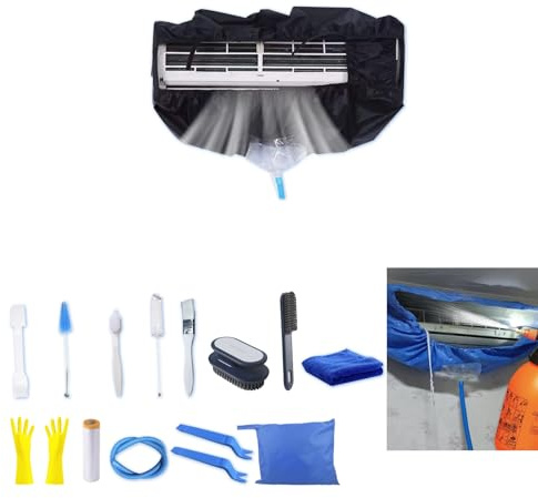 ZSPLIT-MAIR Sac nettoyage pour mini-climatiseurs split, kit 16 pièces pour climatiseurs split, housse (16 pièces, noir, grand format)