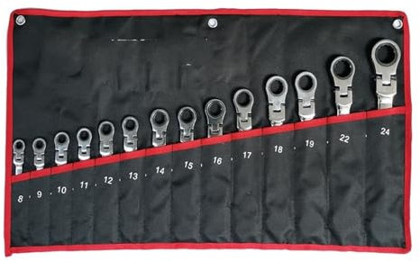 SHUNMIN Llaves Fijas con Carraca 1 Uds. Llave de trinquete de Cabeza Flexible, Acero al Cromo vanadio, Llave combinada de trinquete for Mantenimiento de automóviles Llave Carraca(14pcs)