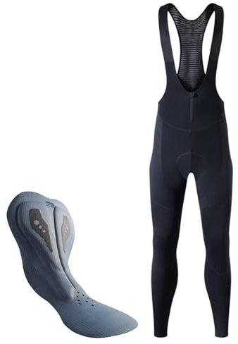 WUYXTO Salopette Ciclismo Calzamaglia con Bretelle da Ciclismo in Pile Termico Invernale da Uomo Pantaloni da Ciclismo con Cerniera for Mountain Bike Pantaloni Lunghi(Black02,2XL)