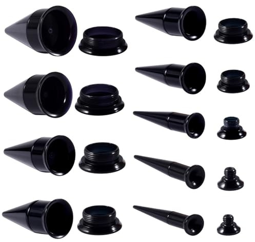 Lirzxin Plug Flesh Tunnel 3mm-16mm, 9 Stück Acryl Tunnel Damen Herren 2 In 1 Austauschbare Geometrisch Schrauben Ohrring Plug Dehnstab 3mm-16mm Schwarz