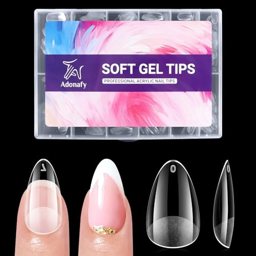 Adonafy Faux-ongles Courts en Amande: 504 Pièces Semi-mats Capsule Americaine Ongle pour Débutants - 12 Tailles Extra Courts Pilules Ongle Pose Americaine Pour Salon Maison