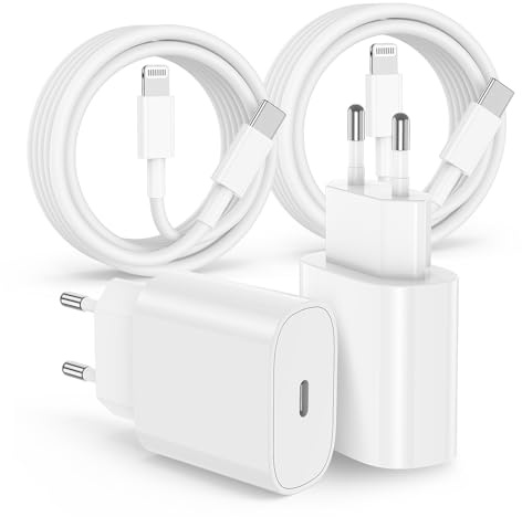 Chargeur Rapide iPhone 14 13 12 11 Apple MFi Certifié,Lot de 2 pour 20W PD USB-C Prise Secteur avec 2m/2m Câble USB C vers Lightning pour iPhone 14/14 pro/13/13 Pro/13 Pro Max/13 Min/12/11/8