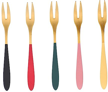 ULTECHNOVO 5piezas Tenedor De Postre De Acero Inoxidable Unidades Para Aperitivos y Postres Para Fruta y Tartas