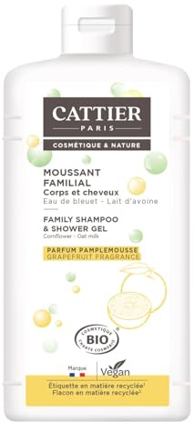 CATTIER – Gel Douche Familial Douceur Bleuet & Lait d'Avoine Bio, Nettoyage & Hydratation (500 mL) - lot de 3 - Vendu par Lot