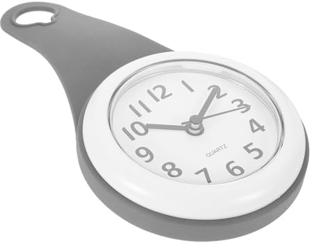 Cabilock 1pezzi Orologio Da Bagno Silenzioso Gancio Posteriore e Ventosa Grigio Orologio Da Parete Multifunzione Per Bagno e Scrivania