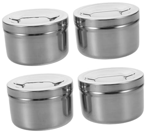 Hohopeti 4 Piezas Frascos Almacenamiento Algodón Acero Inoxidable con Tapa y Recipiente Redondo para Bastoncillos y Discos Capacidad Grande para Salón y Baño Diseño Hermético Resistente la