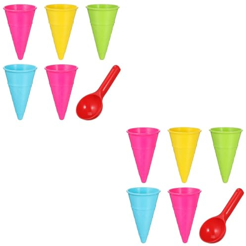 BESPORTBLE 2 Sets Beach Sand Ice Cream Cones and Scoop for Outdoor Play Small Lightweight Sand Tools for Imaginative Seaside Fun Random Color